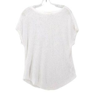 Eileen Fisher 100% Linen White Open Knit Top Blouse Sleeveless Size PETITE LARGE